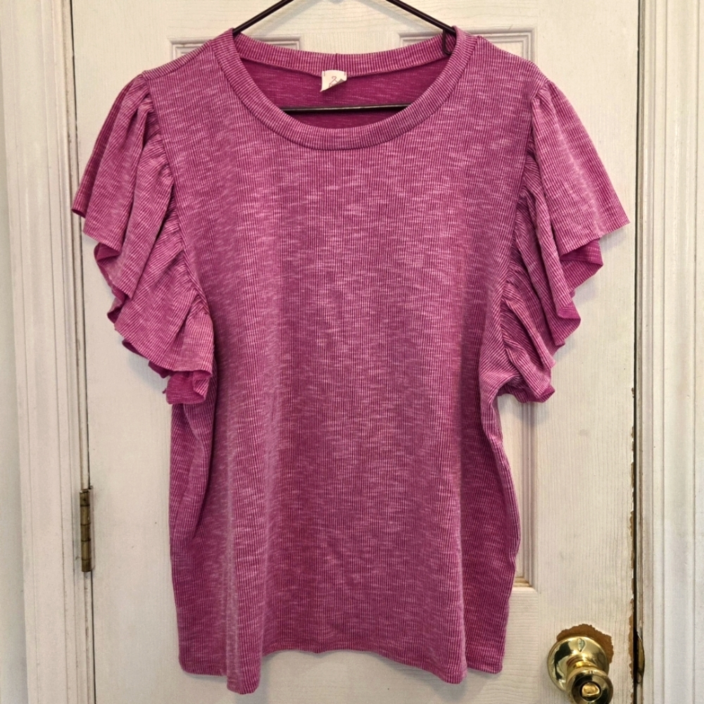 Like Love NWOT Ruffled Sleeve Pink Top